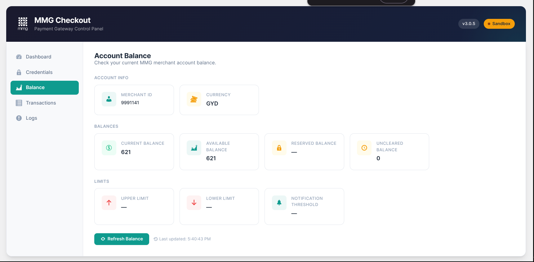 MMG Checkout Balance