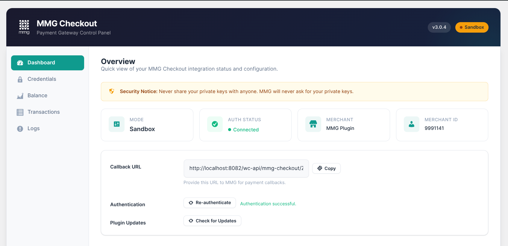 MMG Checkout Dashboard